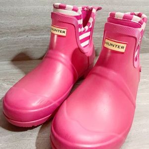 Girls Hunter Striped Pink Rain Booties Boots Sz 3